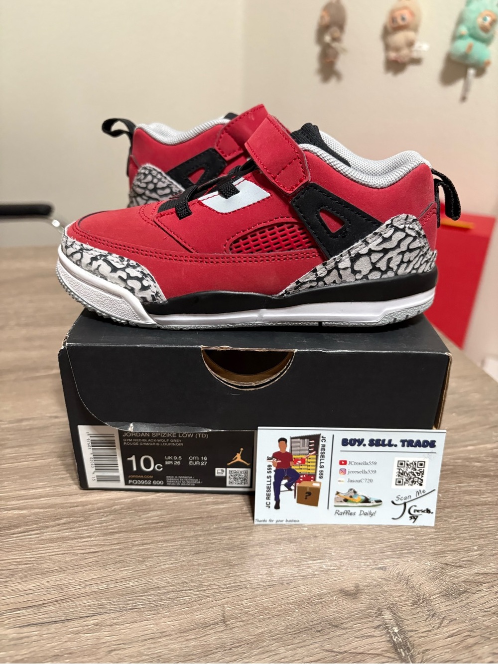 Size 10C (TD) - Nike Air Jordan Spizike Toro Red Cement